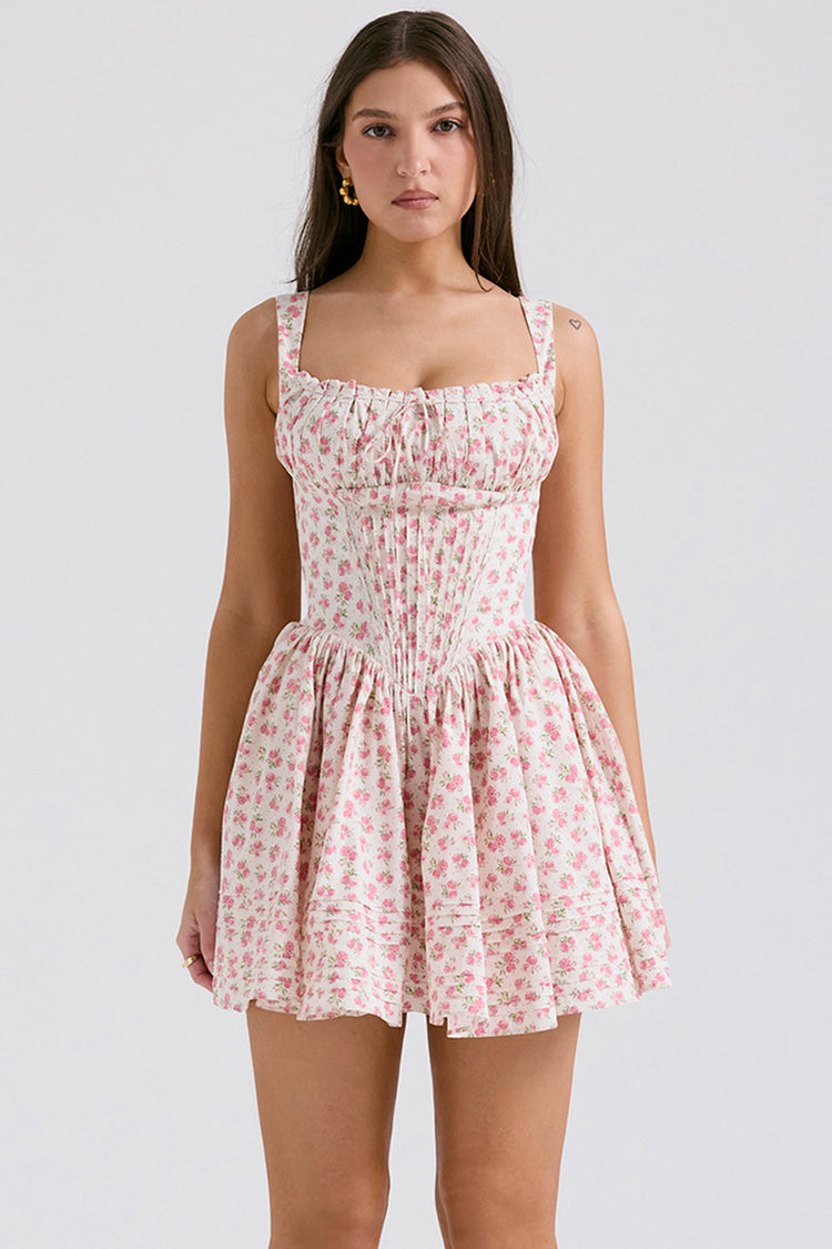 Women's - Mini Dress - Floral Pattern - Casual Dress