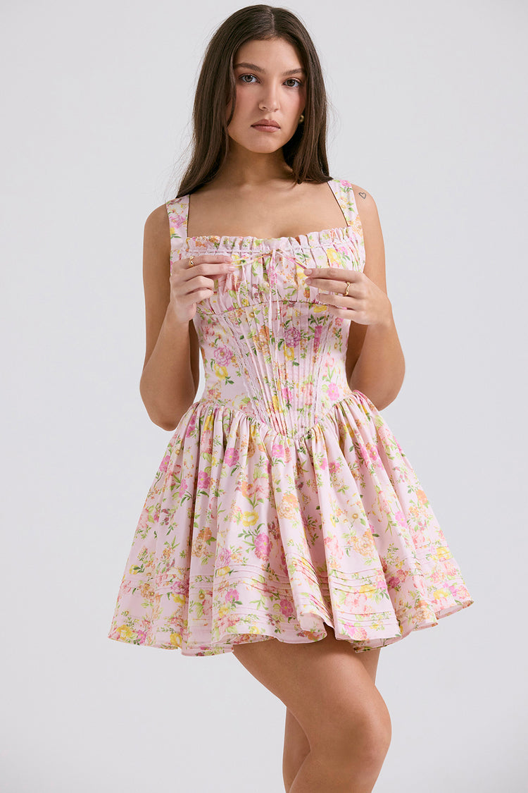 Women's - Mini Dress - Floral Pattern - Casual Dress