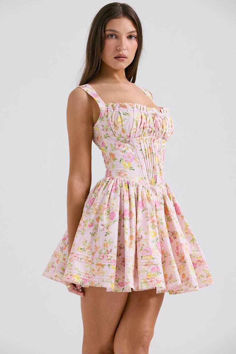 Women's - Mini Dress - Floral Pattern - Casual Dress