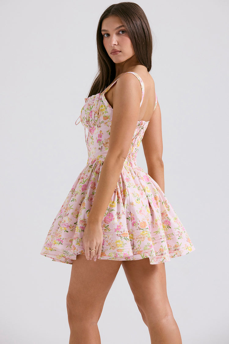 Women's - Mini Dress - Floral Pattern - Casual Dress