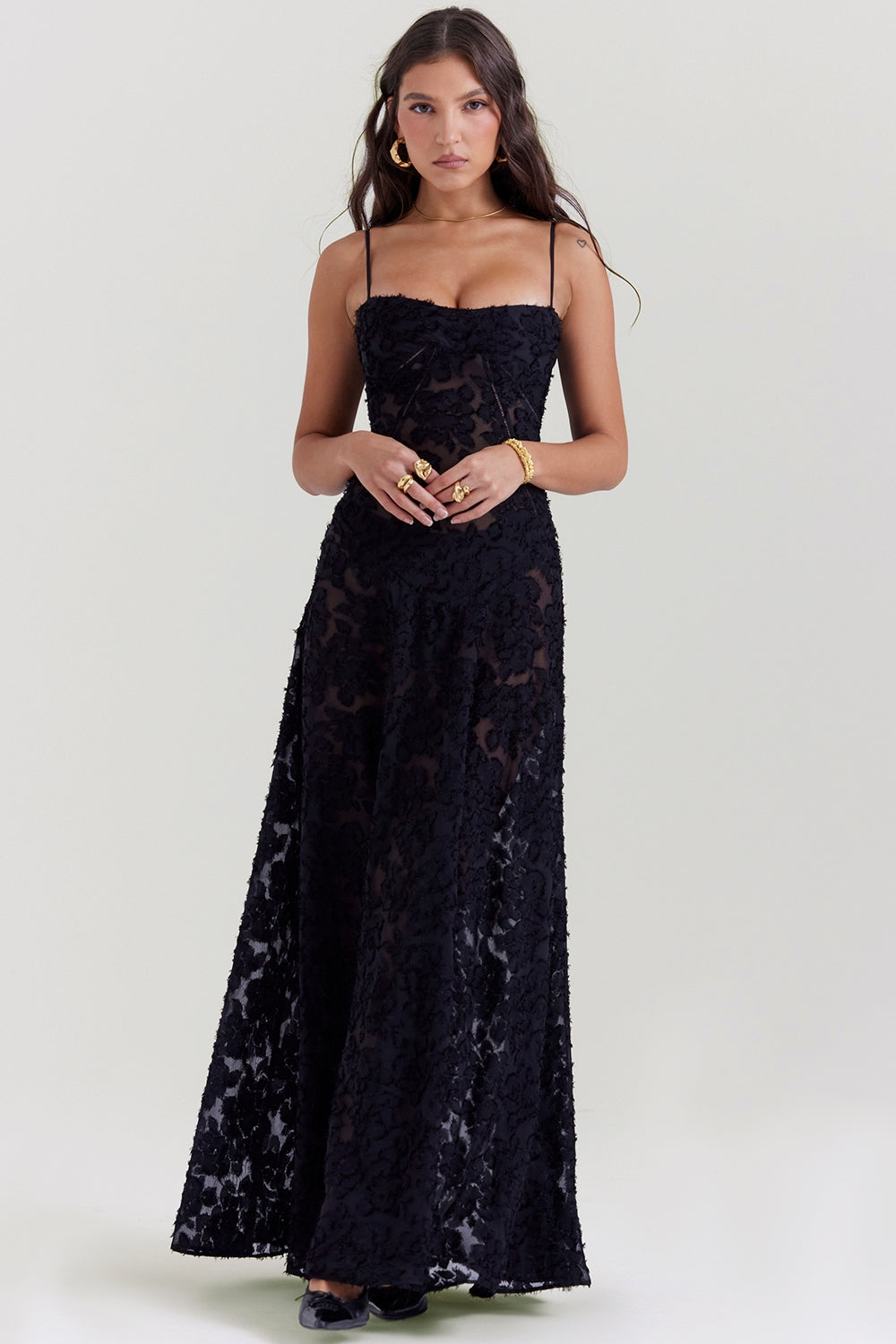 Women's - Maxi Dress - Lace Detail - Elegant Dress