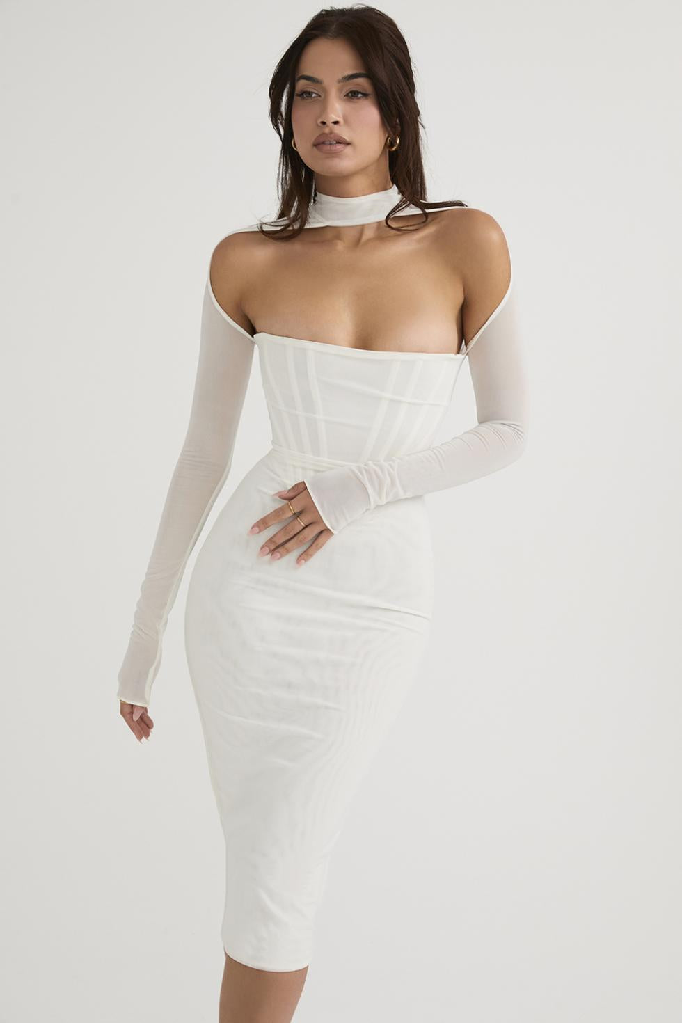 Women's - Midi Dress - Corset Detail - Bodycon Dress