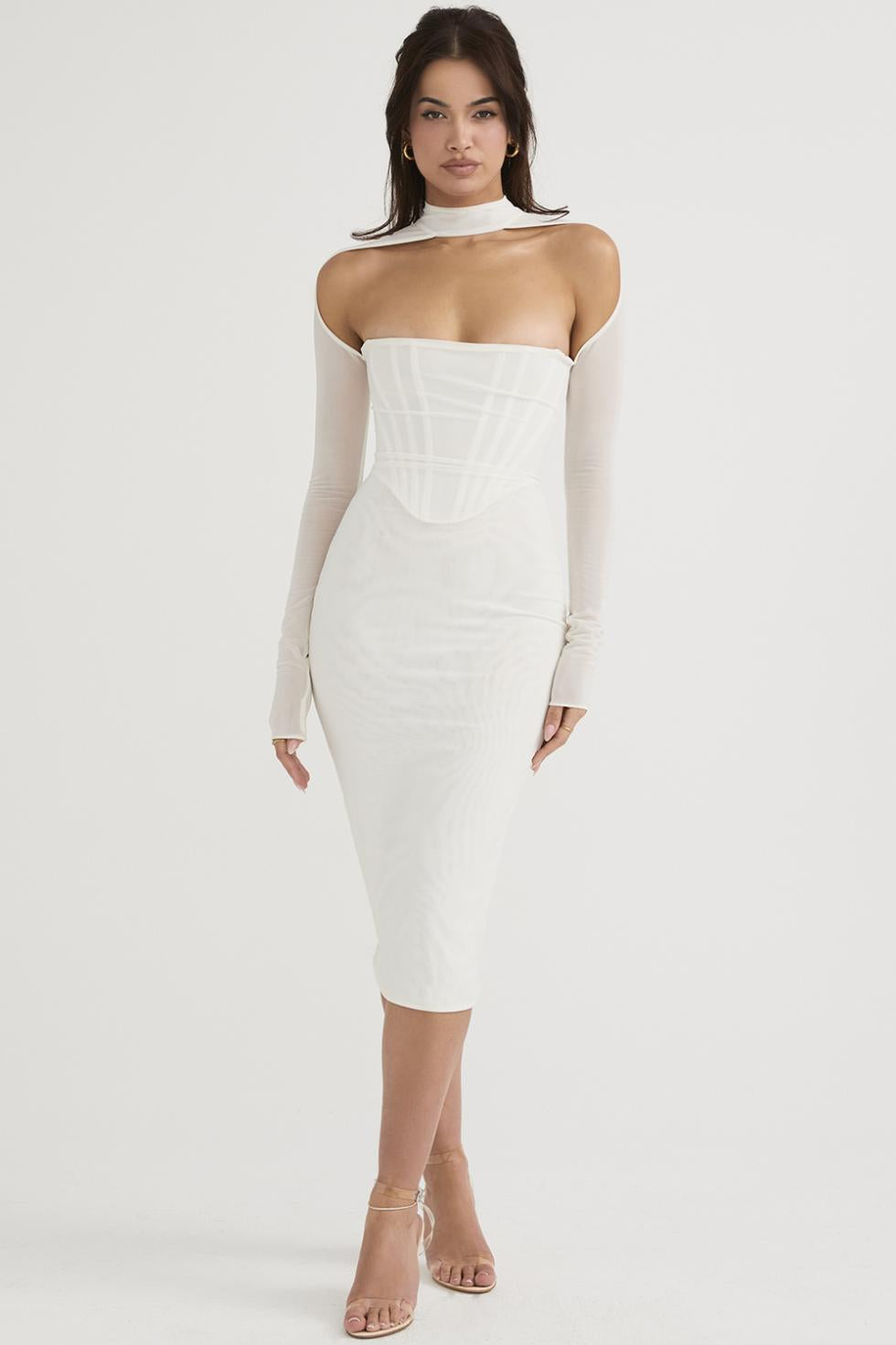 Women's - Midi Dress - Corset Detail - Bodycon Dress
