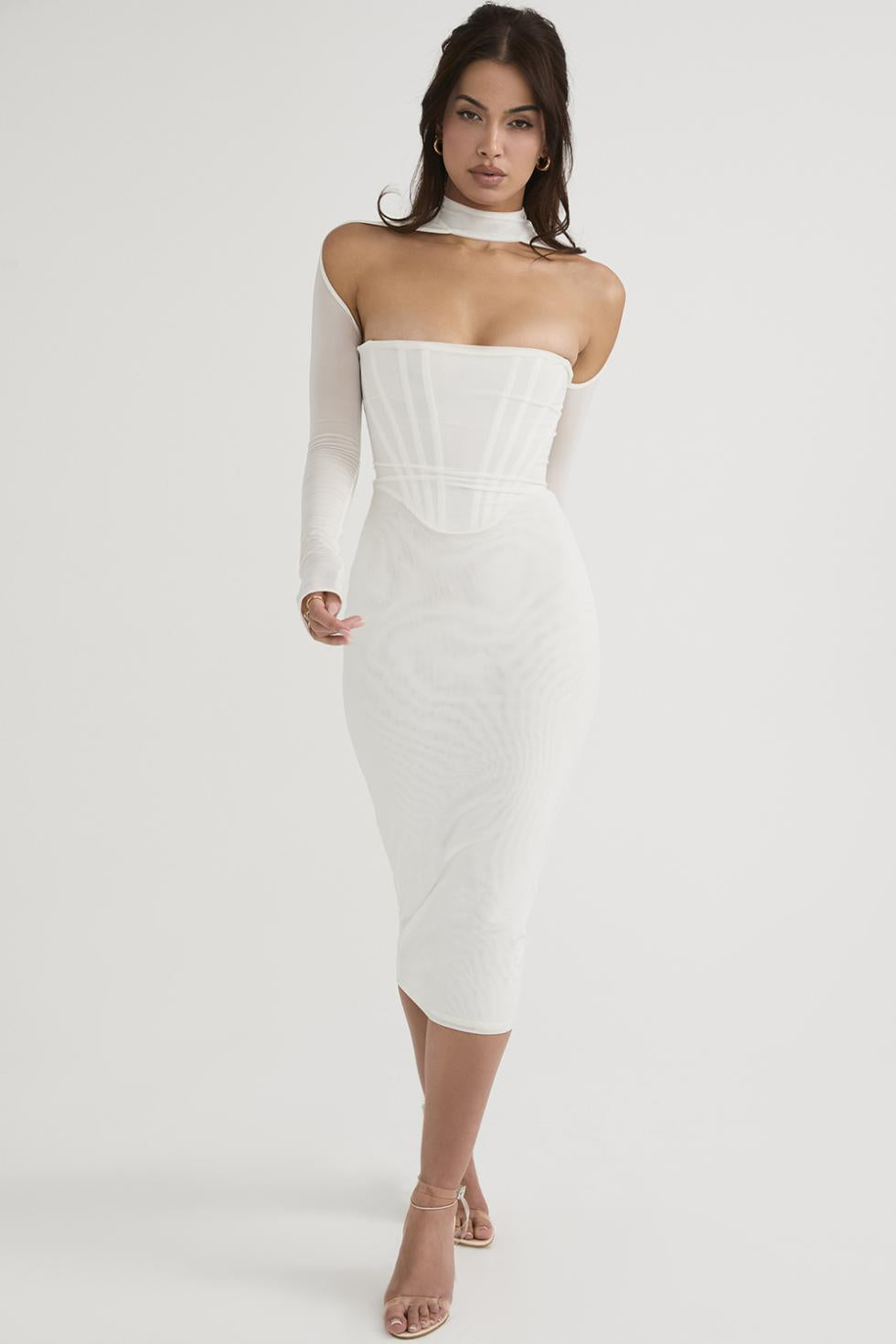 Women's - Midi Dress - Corset Detail - Bodycon Dress