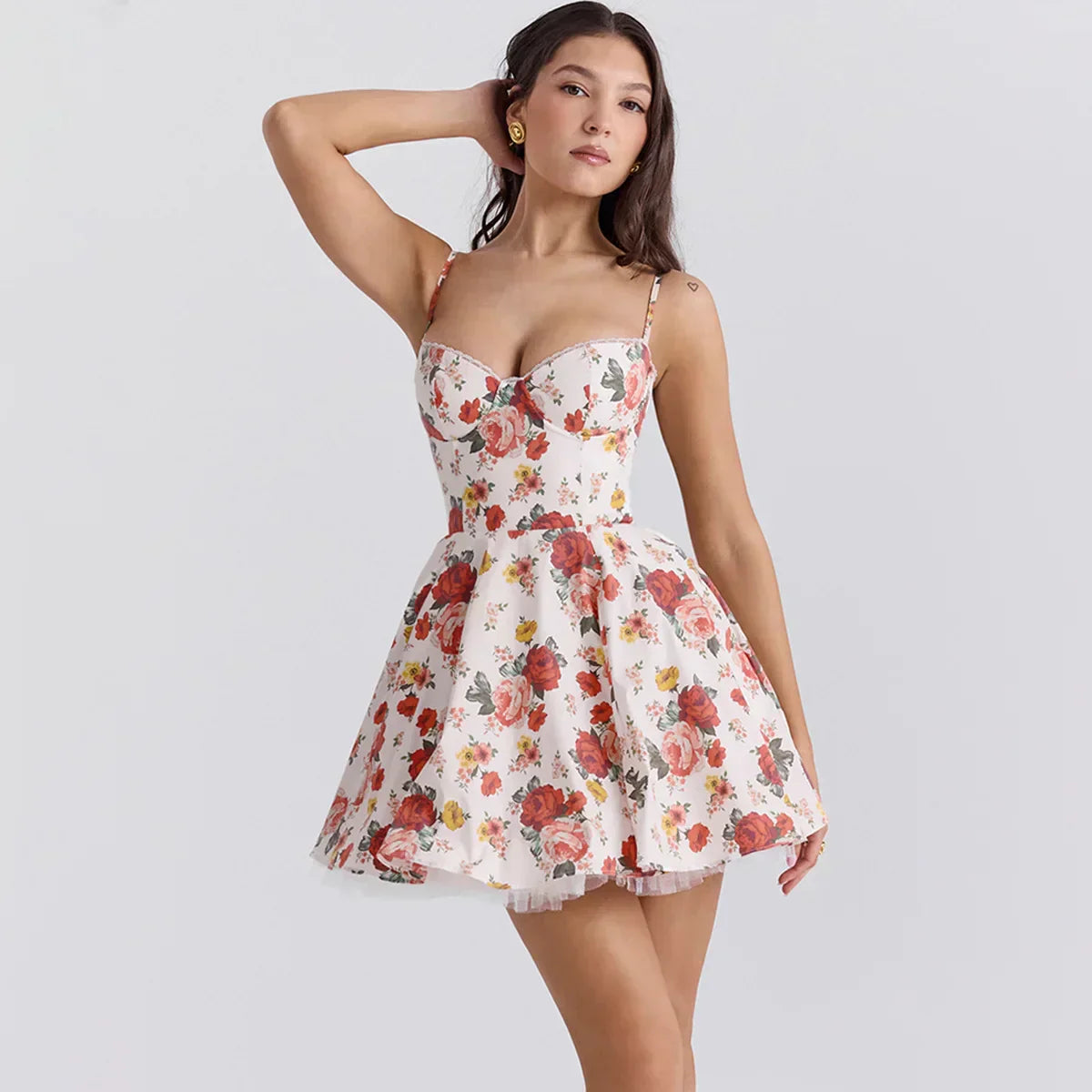 Women's - Mini Dress - Classic Style - Casual Floral Dress