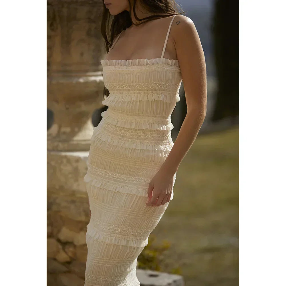 Women's - Maxi Dress - Ruched Design - Elegant Dress