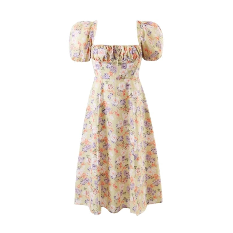 Women's - Midi Dress - Floral Print - Split Detail Dress