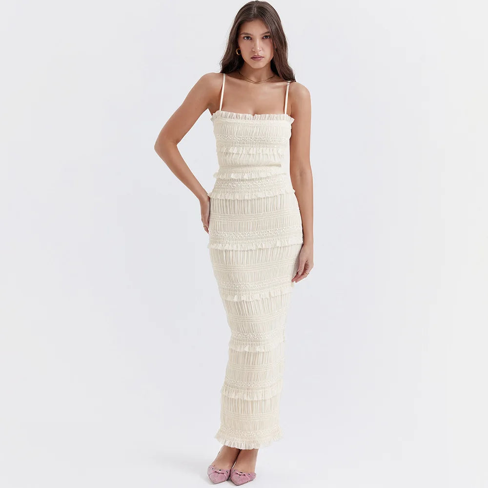 Women's - Maxi Dress - Ruched Design - Elegant Dress